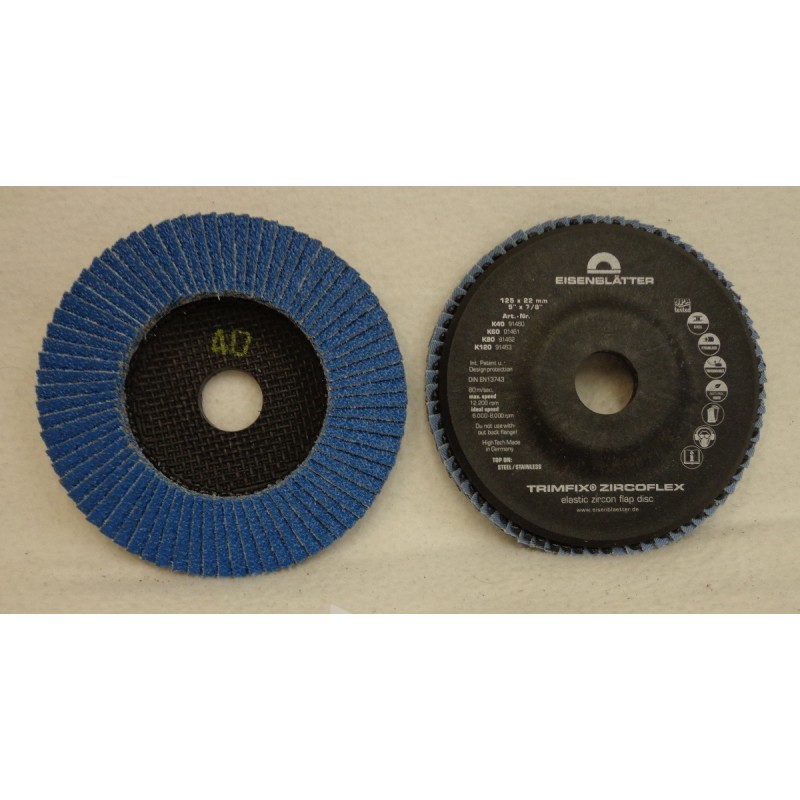 Flap Disc EISENBLATTER Trimfix Zircoflex 5" x 7/8" 125 x 22 mm grit 40